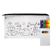 Pencil case with crayons