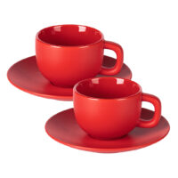 Set of two stoneware cappuccino cups and saucers, 2 x 200 ml