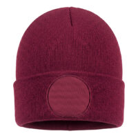 Winter cap with round patch